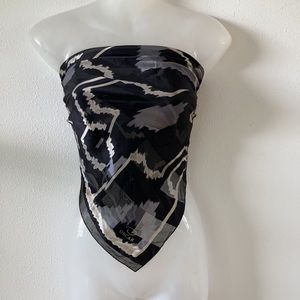 Oscar de la Renta Oversized scarf blue gray ikat